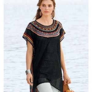 Peruvian Connection Maasai Pima Cotton Tunic Caftan Black Women’s M/L